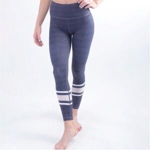 Zyia Light N Tight Blue Melange White Mesh Stripe Leggings